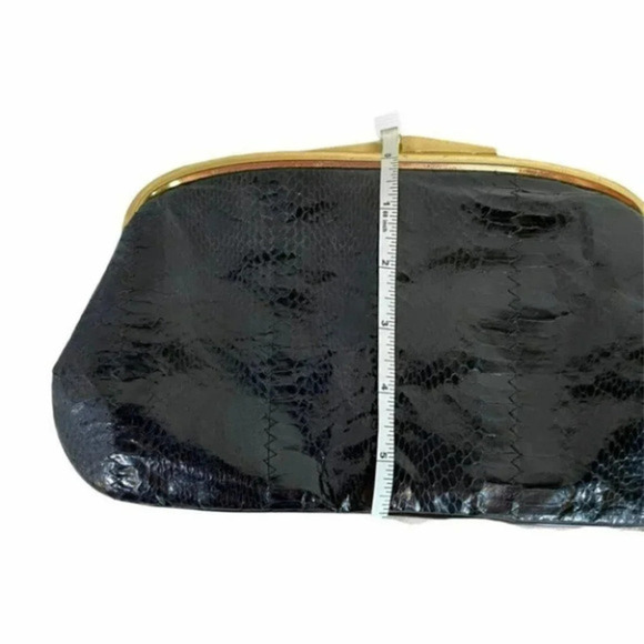 Robert Bestien Vintage black snakeskin clutch with gold closure - Picture 4 of 6